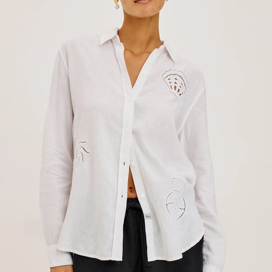 Young Ideas & Henmores -Charli Seashell Long Sleeve Shirt -8771 White -XS