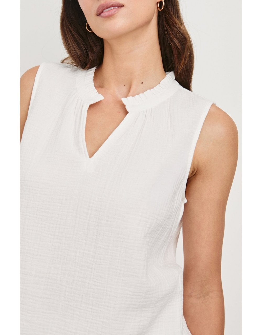 Young Ideas/Henmores - Christy Frill Collar Sleeveless Top - Admiral Blue - S