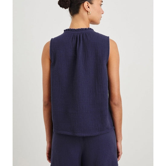 Young Ideas/Henmores - Christy Frill Collar Sleeveless Top - Admiral Blue - S