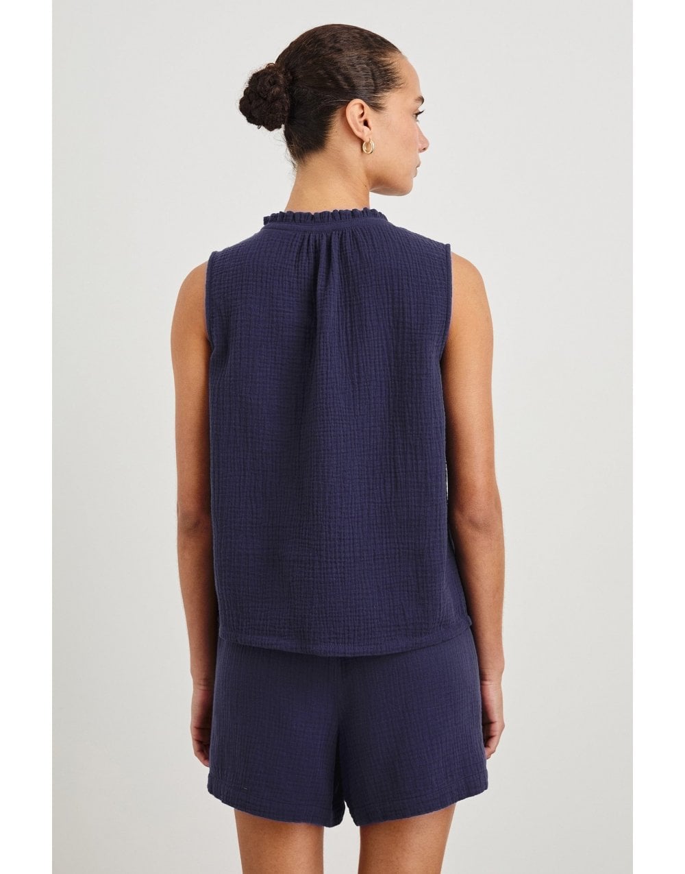 Young Ideas/Henmores - Christy Frill Collar Sleeveless Top - Admiral Blue - S