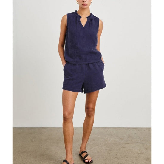 Young Ideas/Henmores - Christy Frill Collar Sleeveless Top - Admiral Blue - S