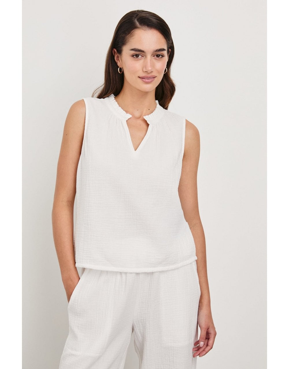 Young Ideas/Henmores - Christy Frill Collar Sleeveless Top - Admiral Blue - S