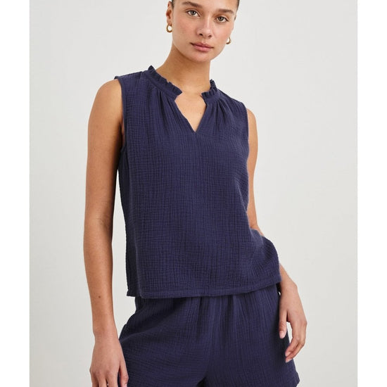 Young Ideas/Henmores - Christy Frill Collar Sleeveless Top - Admiral Blue - S