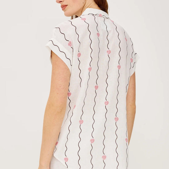 Young Ideas/Henmores - Cito Striped Double Pocket Cap Sleeve Shirt - White Seashells - XS