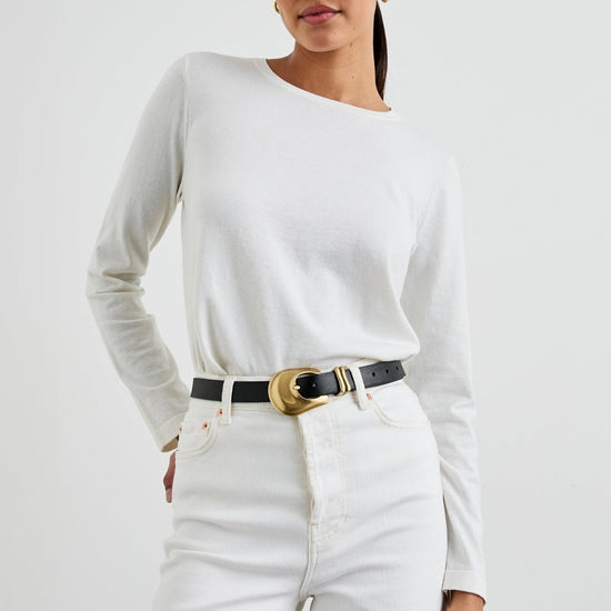 Young Ideas/Henmores - Cotton Cashmere Long Sleeve Top - White - M