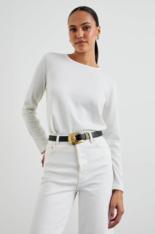 Young Ideas/Henmores - Cotton Cashmere Long Sleeve Top - White - M