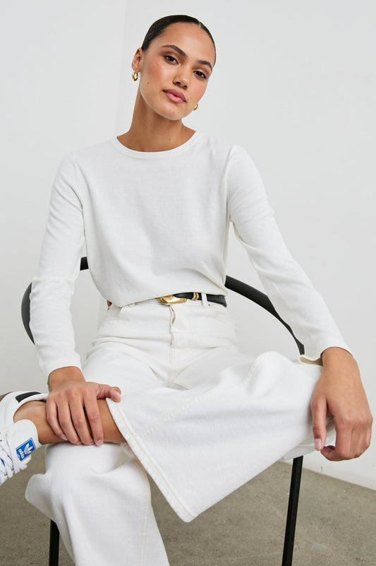 Young Ideas/Henmores - Cotton Cashmere Long Sleeve Top - White - M