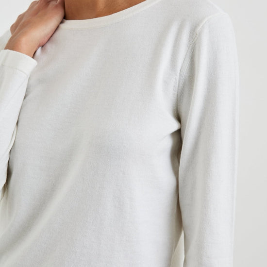 Young Ideas/Henmores - Cotton Cashmere Long Sleeve Top - White - M