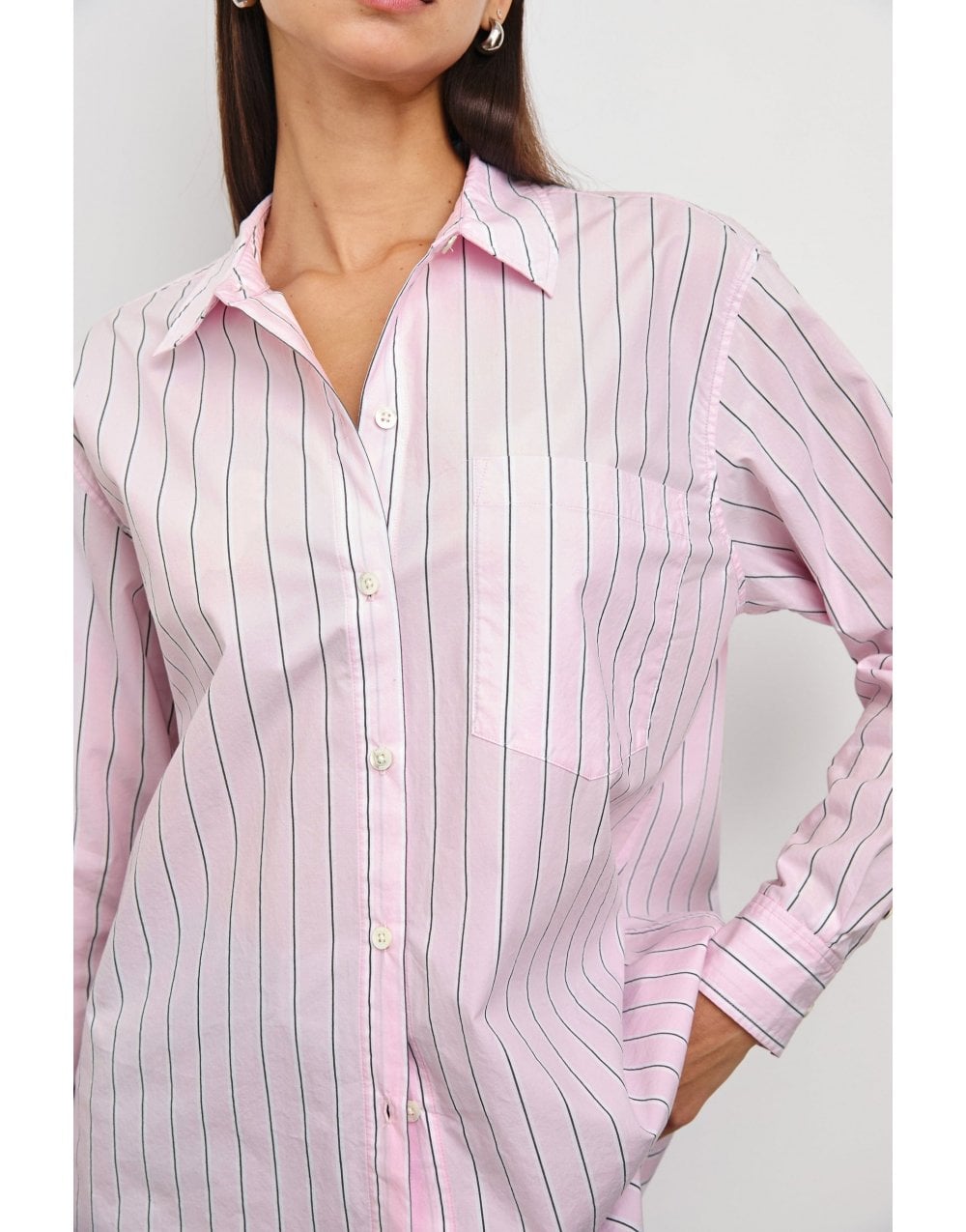 Young Ideas/Henmores - Elsa Striped Single Pocket Shirt - Cherry Blossom Stripe - XS