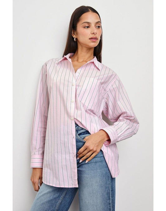 Young Ideas/Henmores - Elsa Striped Single Pocket Shirt - Cherry Blossom Stripe - XS