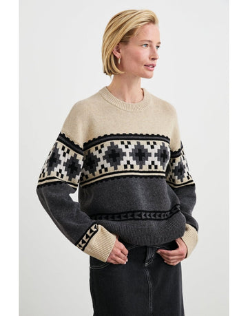 Young Ideas/Henmores - Emma Heather Fairisle Jumper - Cream/Grey - S