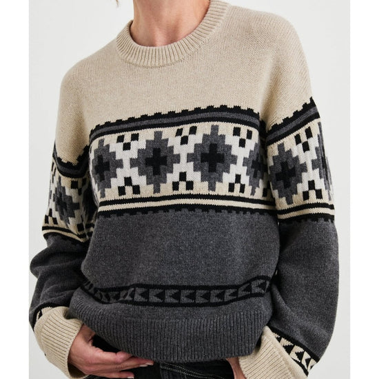 Young Ideas/Henmores - Emma Heather Fairisle Jumper - Cream/Grey - S
