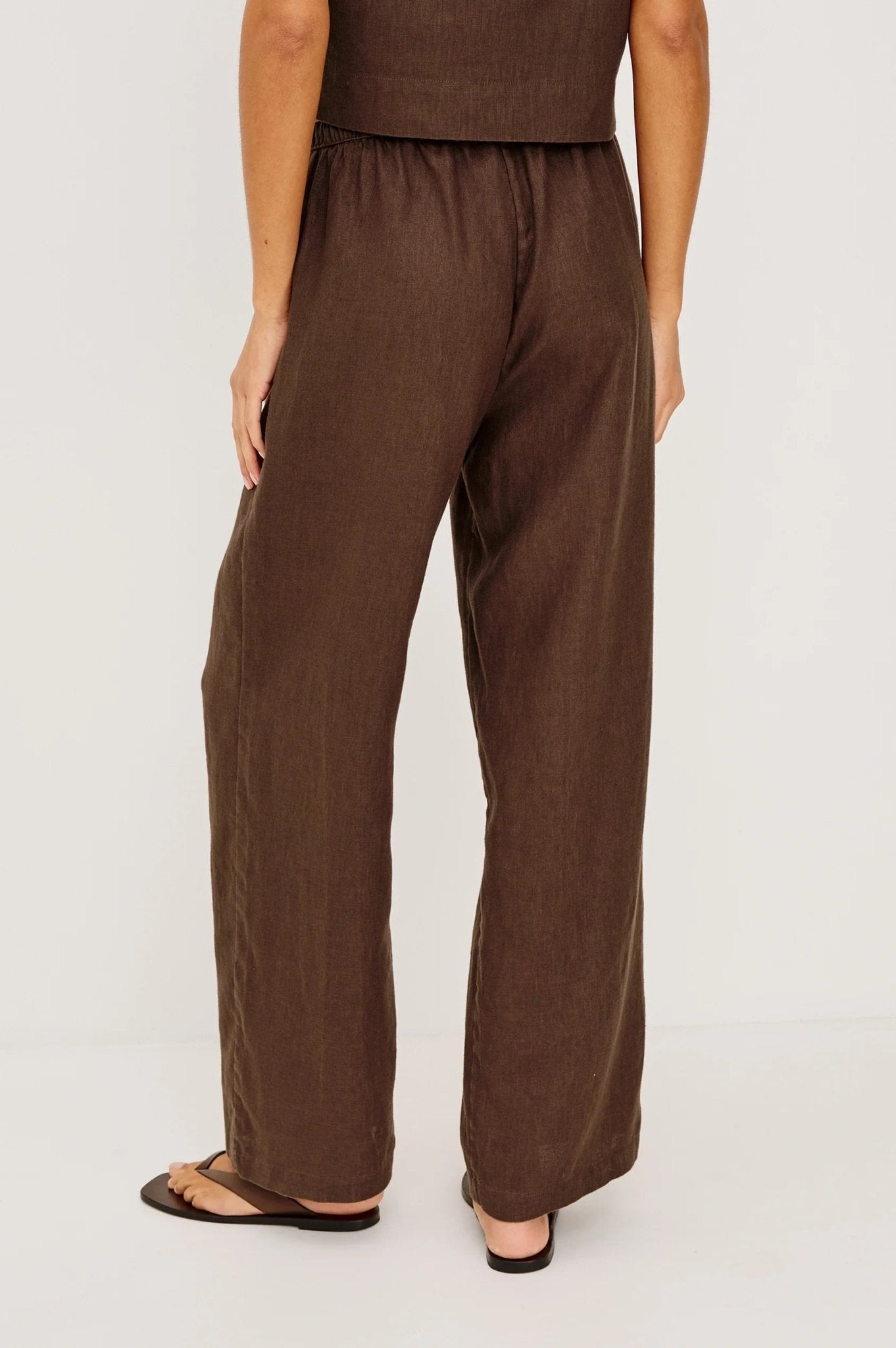 Young Ideas/Henmores - Emmie Drawstring Relaxed Linen Trousers - Espresso - XS