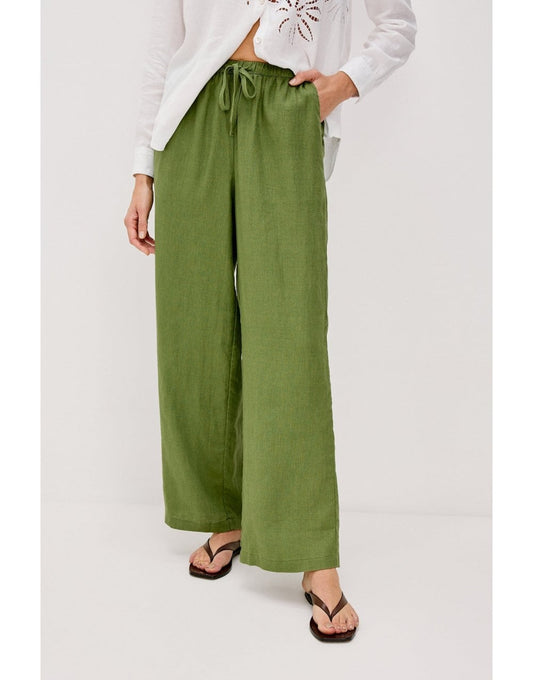 Young Ideas/Henmores - Emmie Drawstring Relaxed Trousers - Dill Green - XS