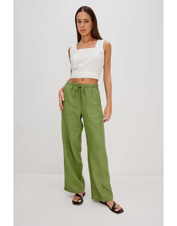 Young Ideas/Henmores - Emmie Drawstring Relaxed Trousers - Dill Green - XS