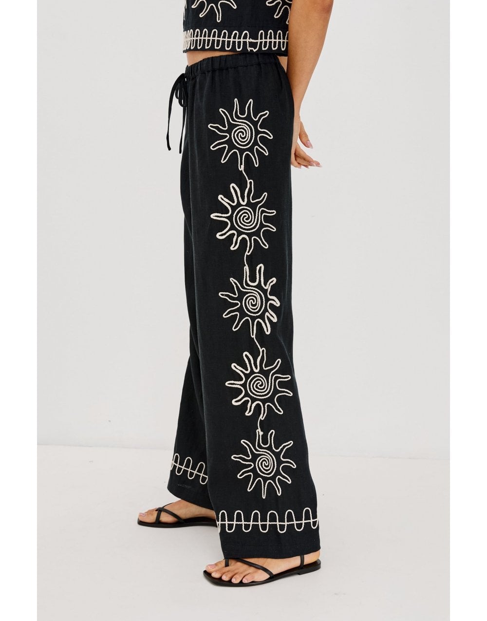 Young Ideas/Henmores - Emmie Tie Waist Sun Relaxed Trousers - Black - S