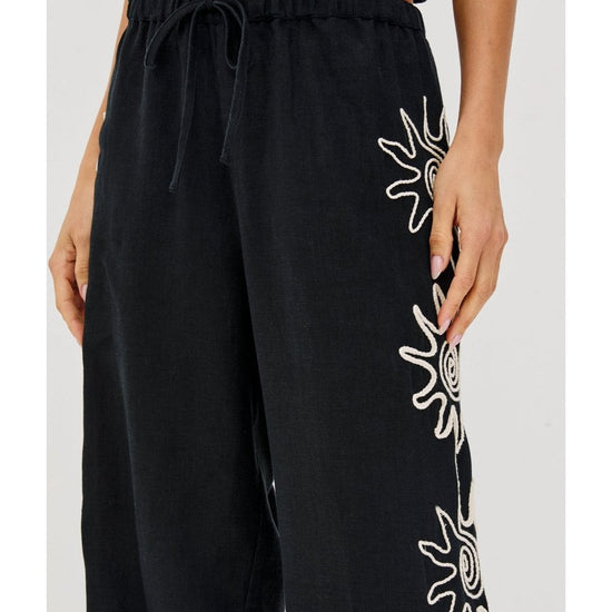 Young Ideas/Henmores - Emmie Tie Waist Sun Relaxed Trousers - Black - S