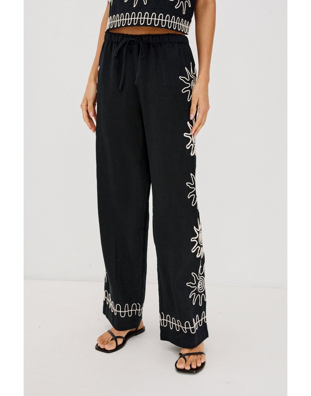 Young Ideas/Henmores - Emmie Tie Waist Sun Relaxed Trousers - Black - S