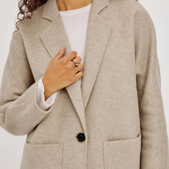 Young Ideas & Henmores -Everest Herringbone Coat -Oat Herringbone -S