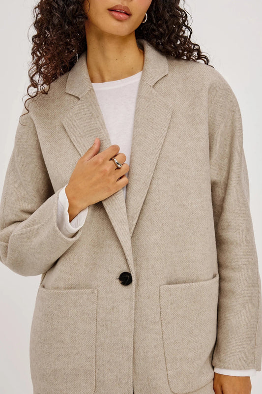 Young Ideas & Henmores -Everest Herringbone Coat -Oat Herringbone -S