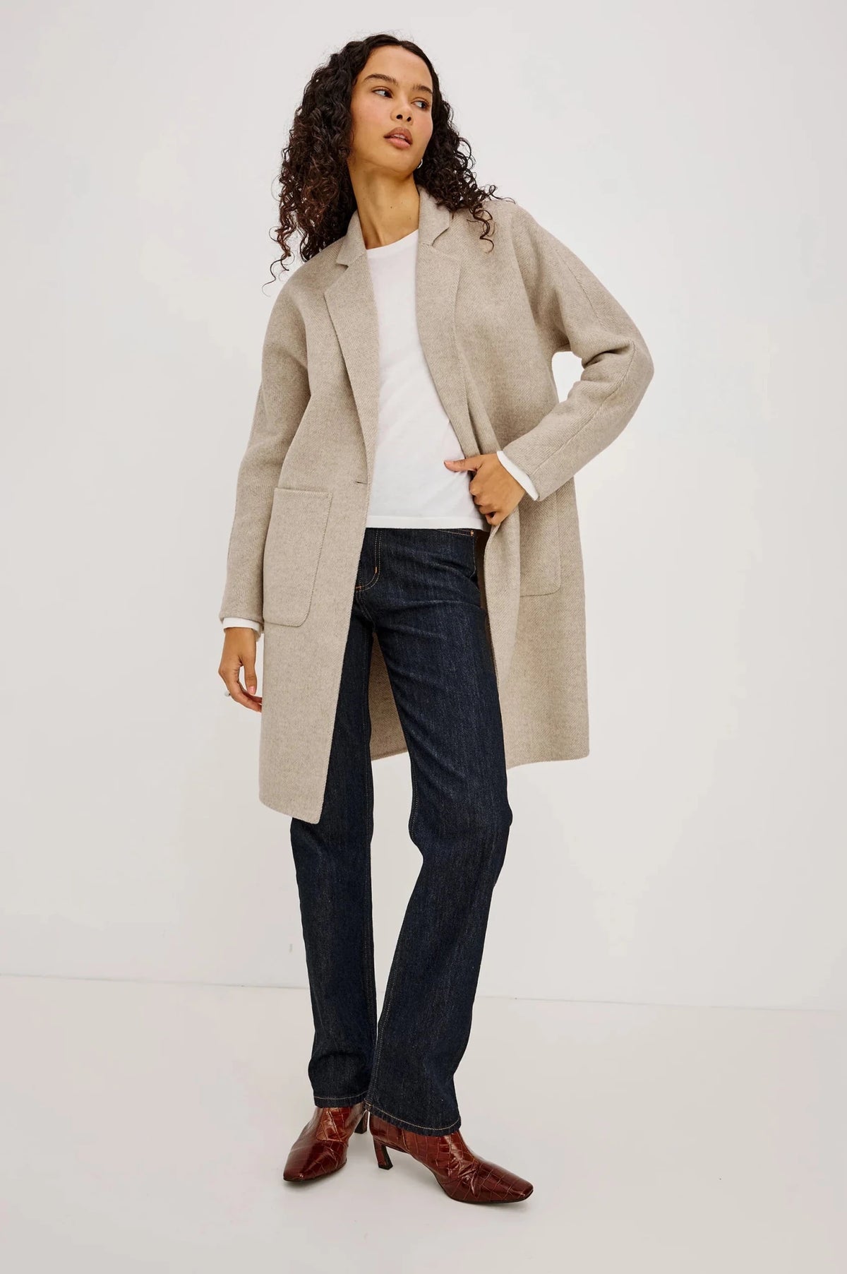 Young Ideas & Henmores -Everest Herringbone Coat -Oat Herringbone -S