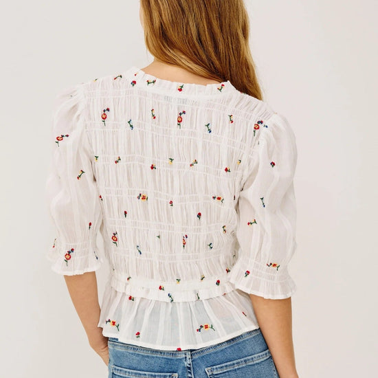 Young Ideas & Henmores -Fontaine Wildflowers Ruched Top -8760 White -XS