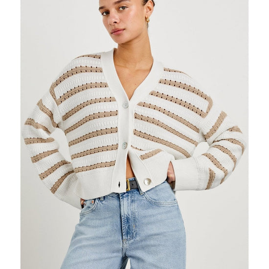 Young Ideas/Henmores - Geneva Striped Cardigan - Ivory Oat Stripe - XS