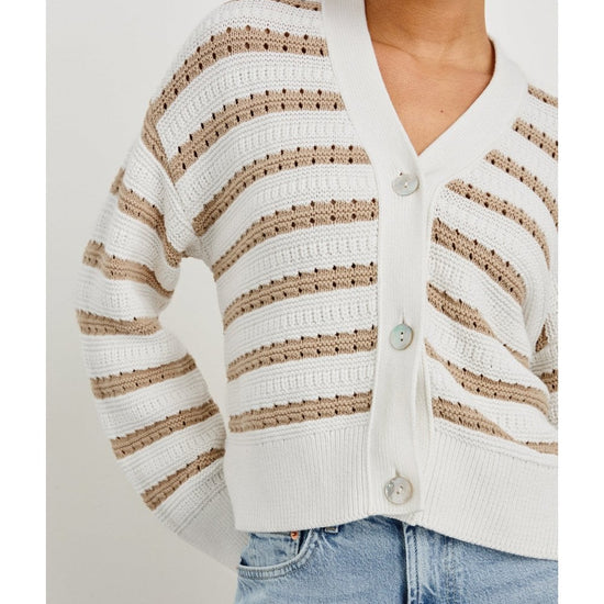 Young Ideas/Henmores - Geneva Striped Cardigan - Ivory Oat Stripe - XS