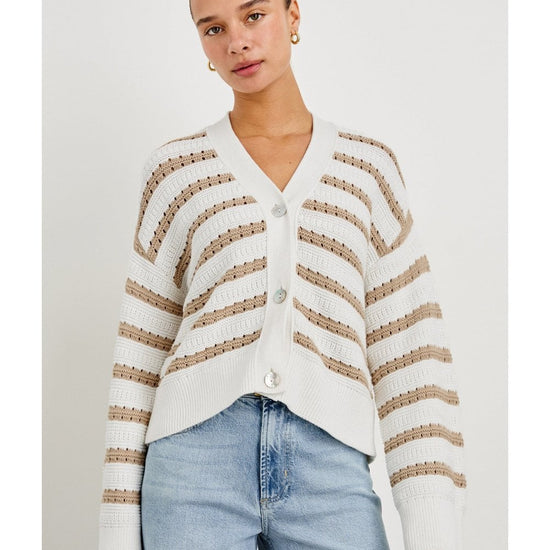 Young Ideas/Henmores - Geneva Striped Cardigan - Ivory Oat Stripe - XS
