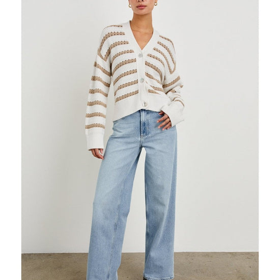 Young Ideas/Henmores - Geneva Striped Cardigan - Ivory Oat Stripe - XS