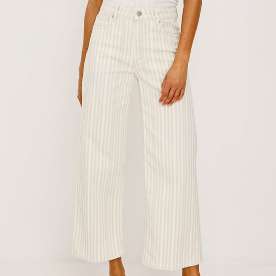 Young Ideas & Henmores -Getty Wide Leg Crop Jean -8700 Malibu Stripe -26
