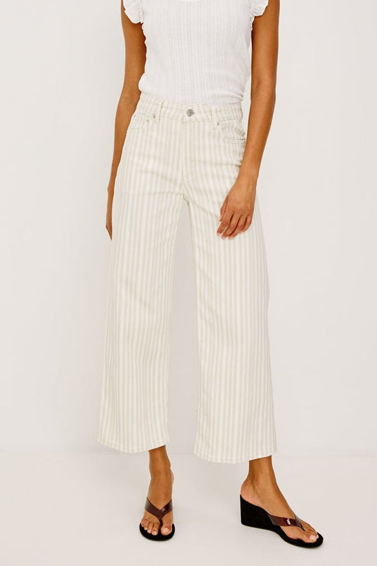 Young Ideas & Henmores -Getty Wide Leg Crop Jean -8700 Malibu Stripe -26