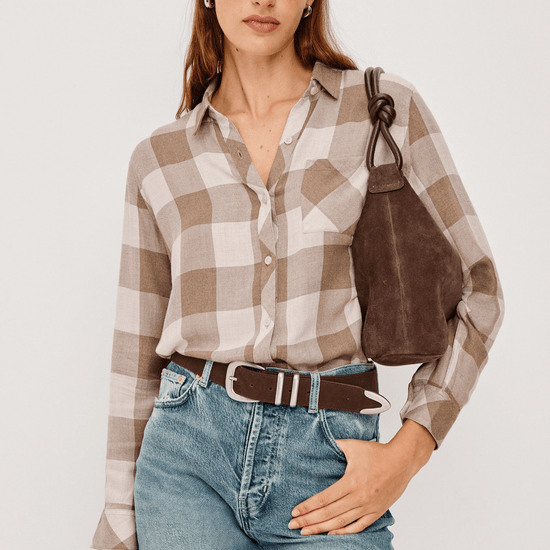 Young Ideas & Henmores - Hunter Checked Shirt - Dove Brown - XS