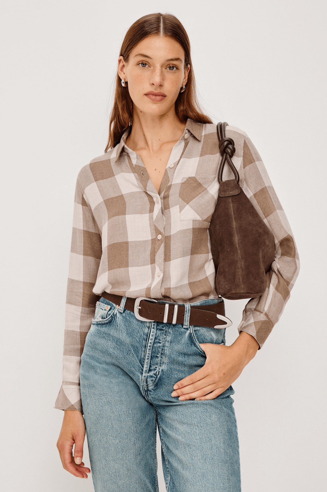 Young Ideas & Henmores - Hunter Checked Shirt - Dove Brown - XS