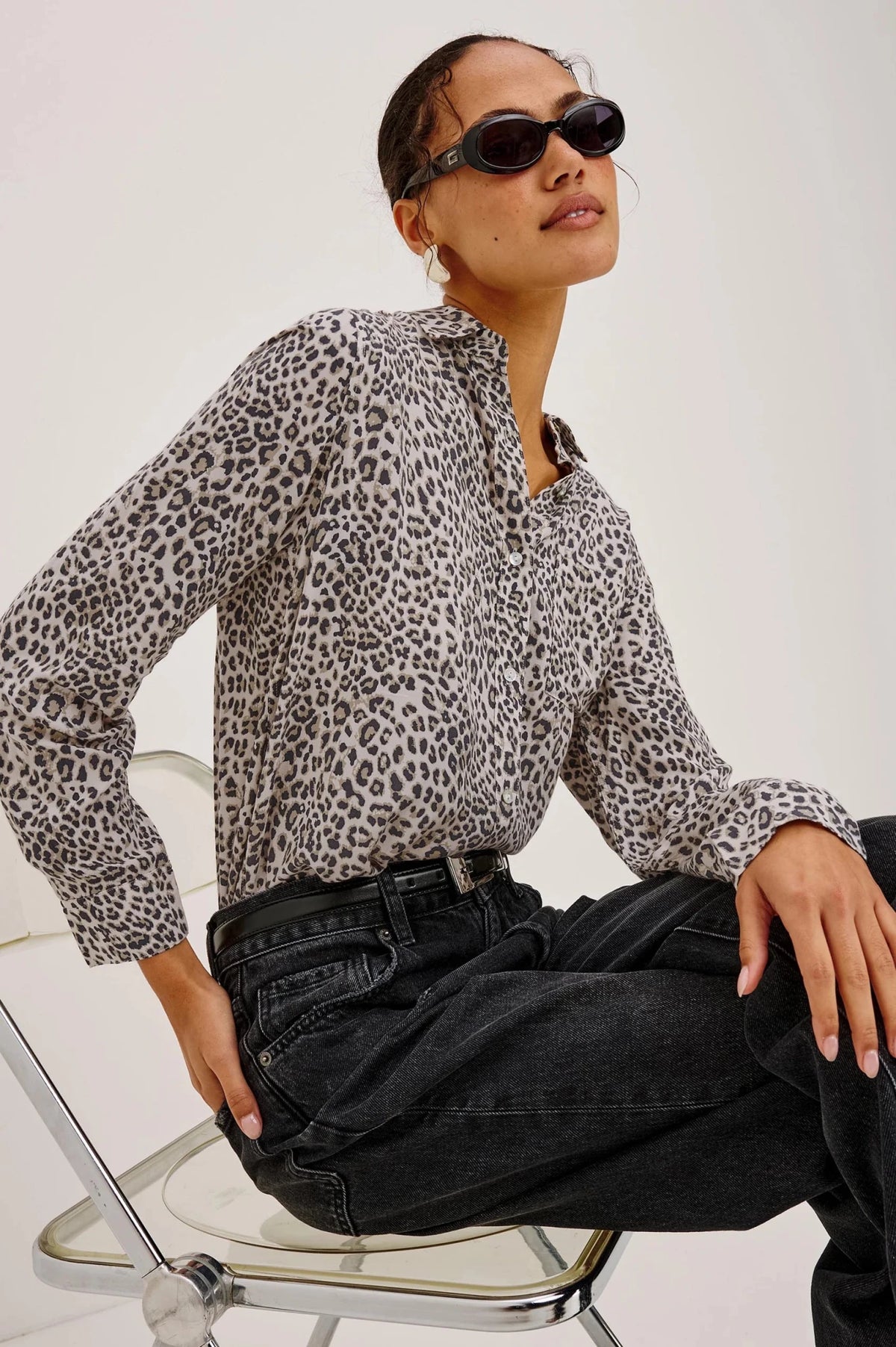 Young Ideas & Henmores -Josephine Cheetah Print Shirt -Ecru Print -S