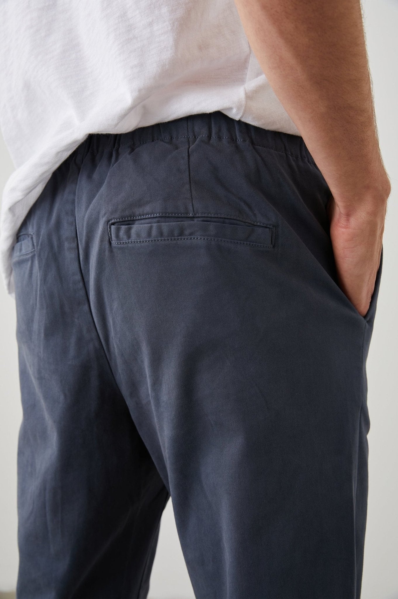 Young Ideas & Henmores - Julian Relaxed Slim Fit Elasticated Trousers - Faded Blue - M