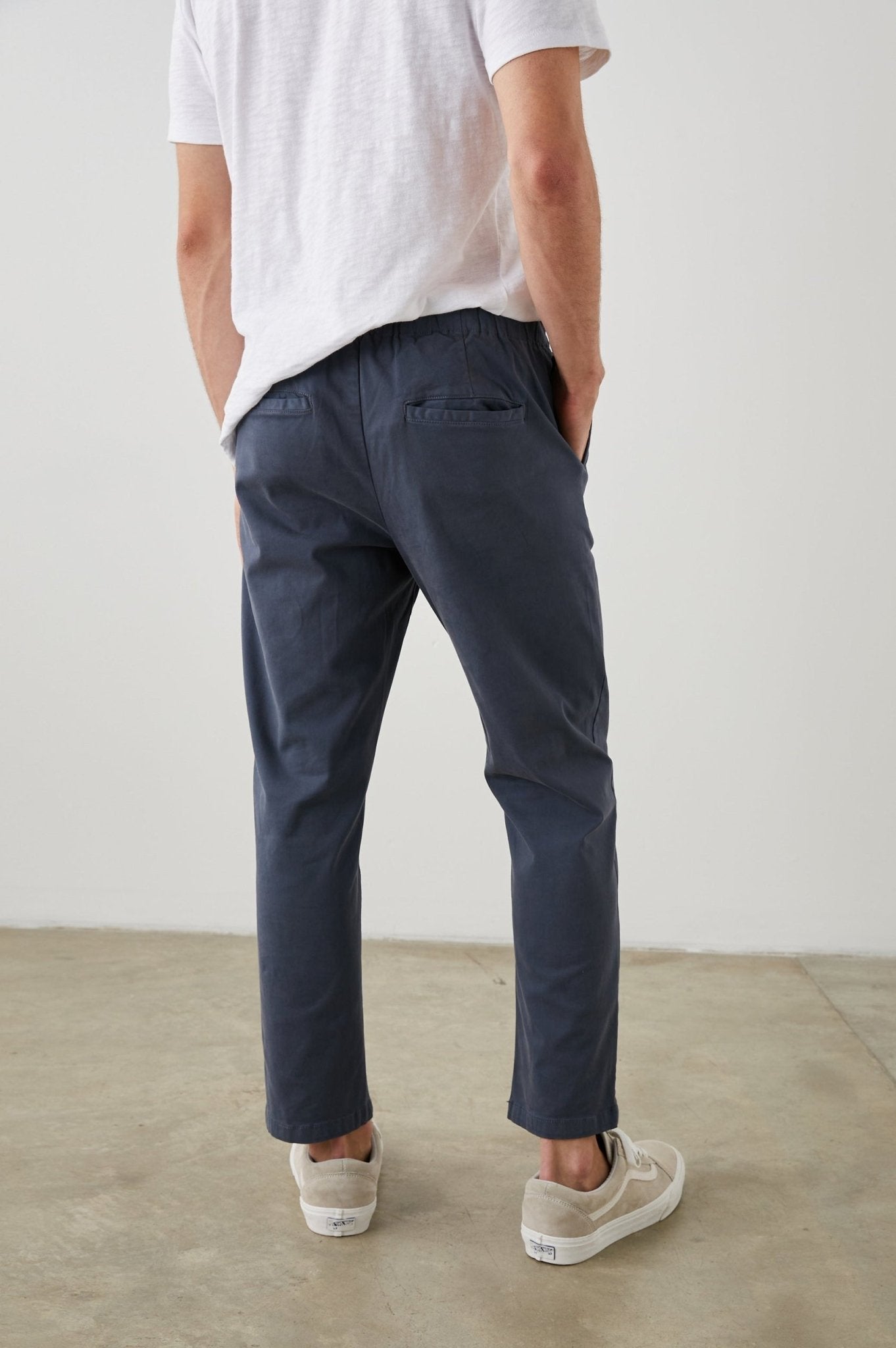 Young Ideas & Henmores - Julian Relaxed Slim Fit Elasticated Trousers - Faded Blue - M