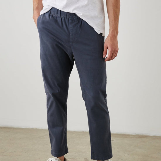 Young Ideas & Henmores - Julian Relaxed Slim Fit Elasticated Trousers - Faded Blue - M