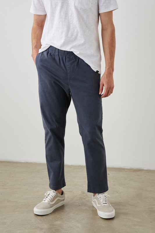 Young Ideas & Henmores - Julian Relaxed Slim Fit Elasticated Trousers - Faded Blue - M
