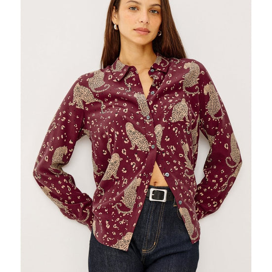 Young Ideas/Henmores - Kate Oxblood Leopard Shirt - Oxblood Leopard - S