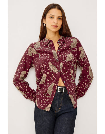 Young Ideas/Henmores - Kate Oxblood Leopard Shirt - Oxblood Leopard - S