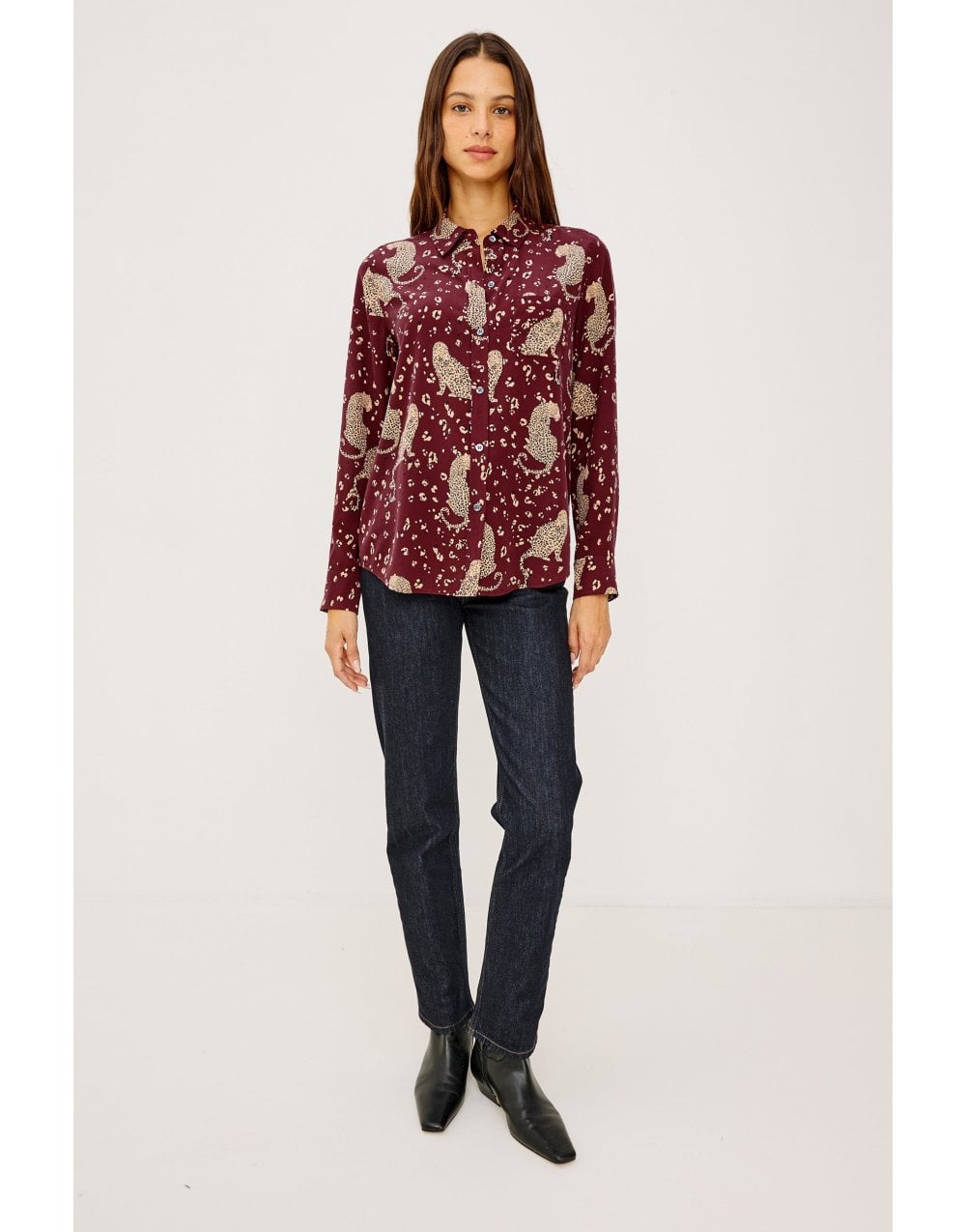 Young Ideas/Henmores - Kate Oxblood Leopard Shirt - Oxblood Leopard - S