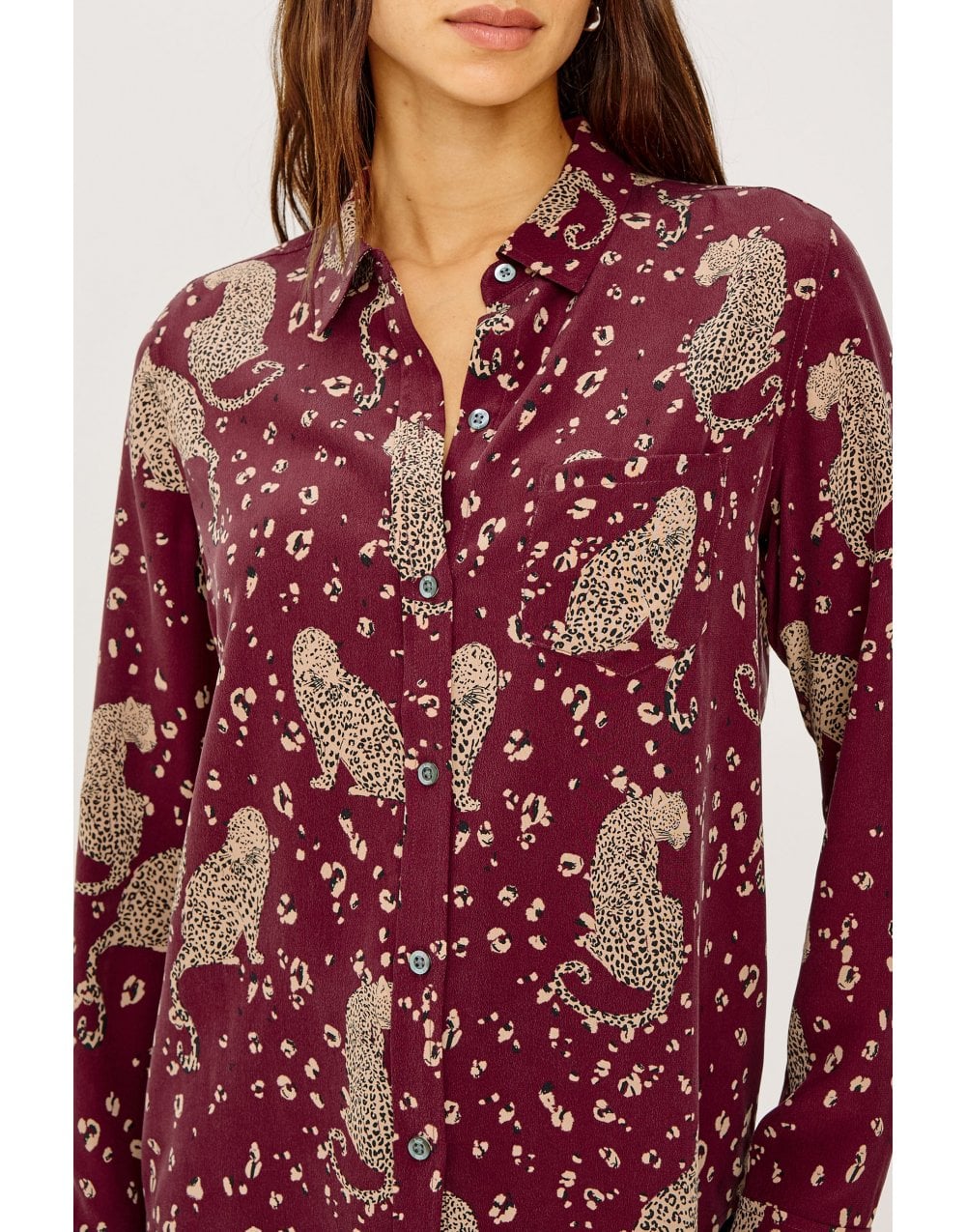 Young Ideas/Henmores - Kate Oxblood Leopard Shirt - Oxblood Leopard - S