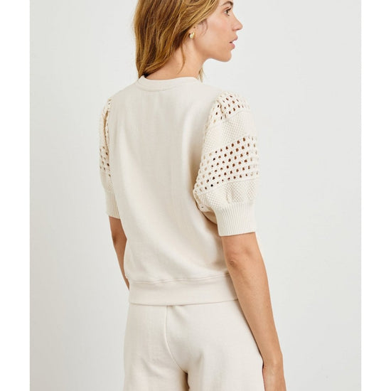 Young Ideas/Henmores - Kimberly Crochet Sleeve Sweatshirt - oat - XS