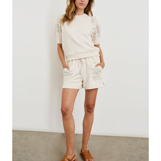 Young Ideas/Henmores - Kimberly Crochet Sleeve Sweatshirt - oat - XS