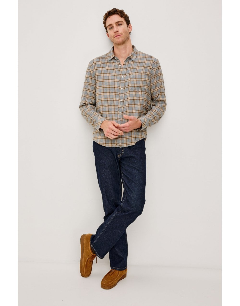 Young Ideas/Henmores - Lennox Soft Touch Check Shirt - Nocturne Blue - M