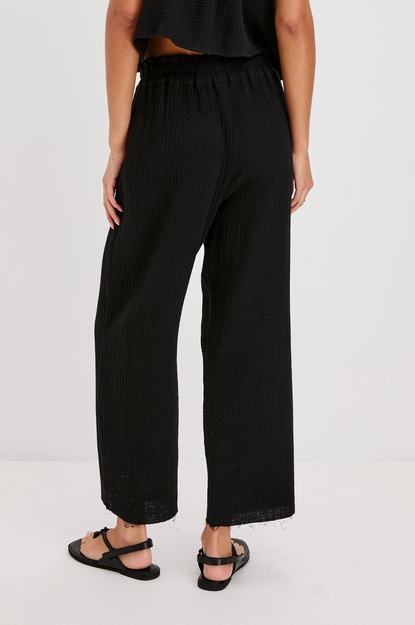 Young Ideas & Henmores - Leon Crop Trousers - Black Gauze - XS