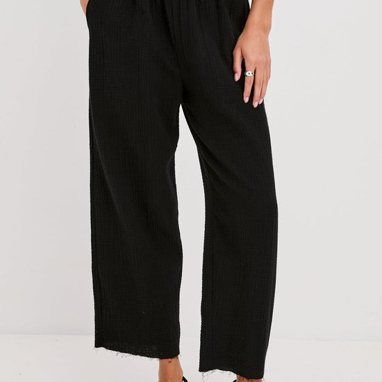 Young Ideas & Henmores - Leon Crop Trousers - Black Gauze - XS