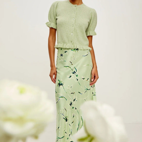 Young Ideas/Henmores - Lora Frilled Short Sleeve Knitted Cardigan - Julep Green - XS