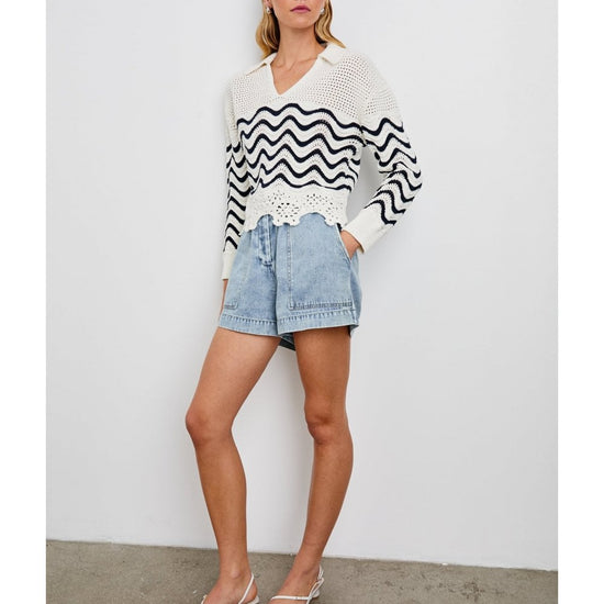 Young Ideas/Henmores - Louise Wave Stripe Crochet Jumper - Wave Stripe - XS